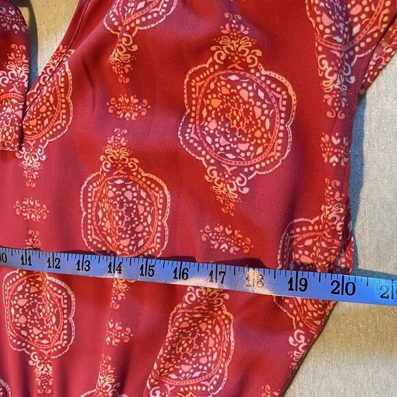 Lauren Conrad size M pleated neckline tie back dress burnt orange/sienna EUC - Picture 11 of 14